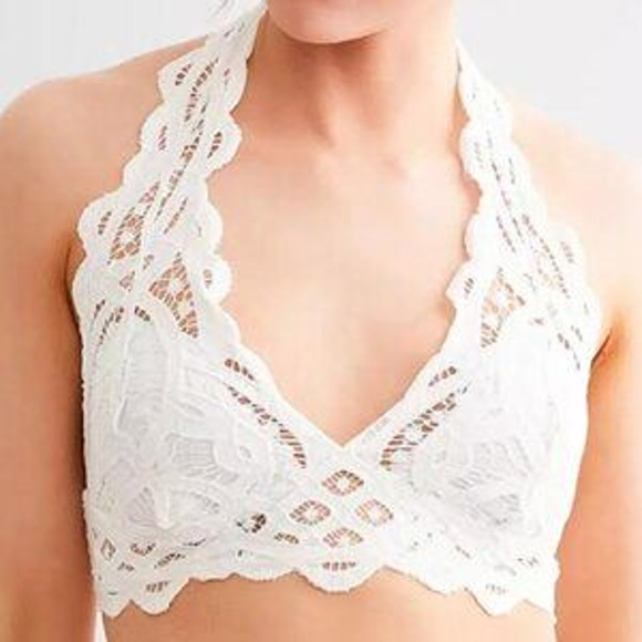 NWT Free People White Free People Adella Lace Halter Bralette L - Picture 2 of 7